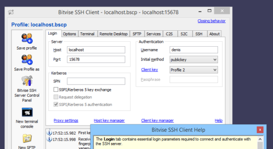 Screenshot 1 for Bitvise SSH Client