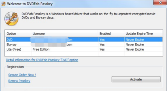 Screenshot 1 for DVDFab Passkey for DVD