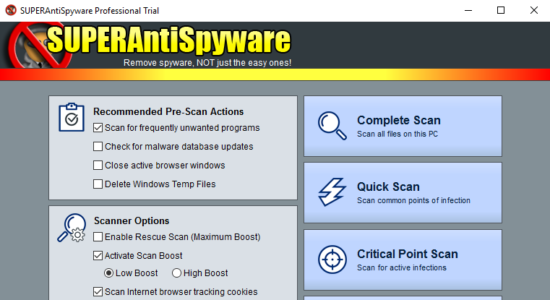 Screenshot 2 for SUPERAntiSpyware Free Edition