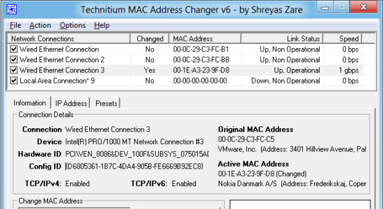 Screenshot 1 for Technitium MAC Address Changer