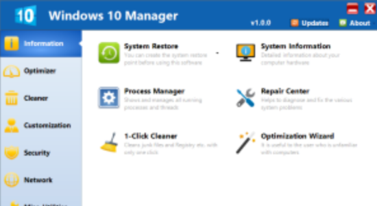 Screenshot 1 for Windows 10 Manager