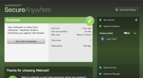 Screenshot 1 for Webroot SecureAnywhere Antivirus