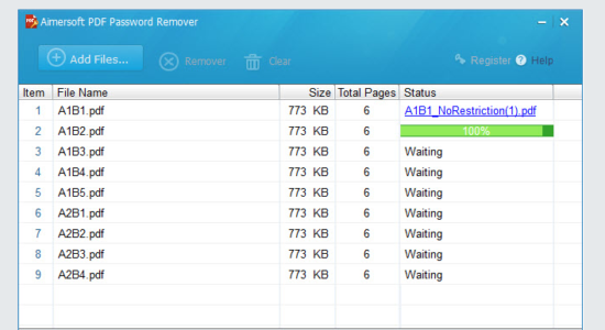 Screenshot 1 for Aimersoft PDF Password Remover