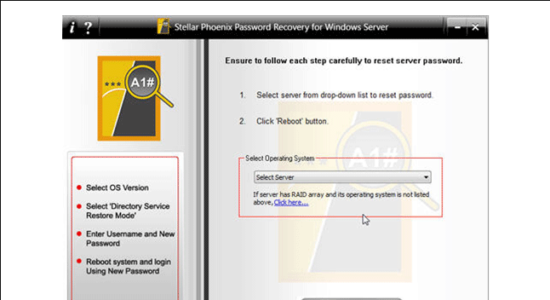 Screenshot 1 for Stellar Password Recovery for Server